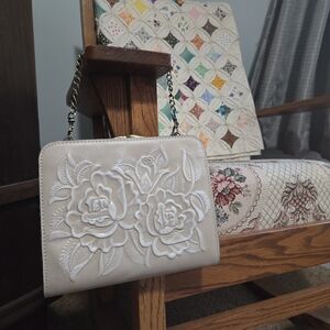 Patricia Nash Cream Floral Embossed Shoulder Bag